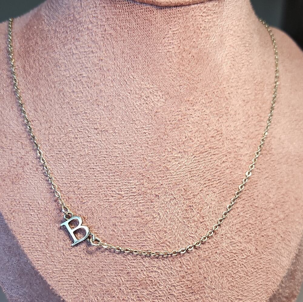 Lisa Leonard Sterling 925 Letter B Pendant Necklace Cable Chain